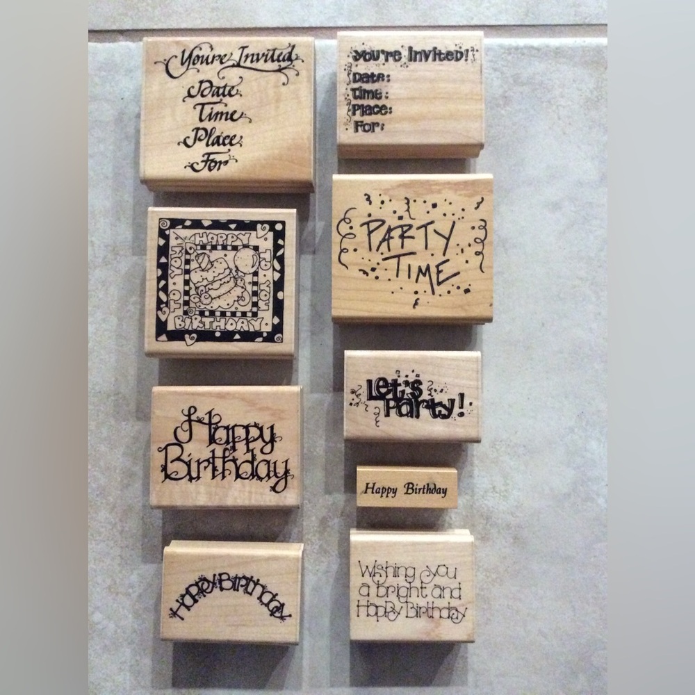 D.O.T.S rubber stamps. Miscellaneous Birthday Stamps.  Invitation Stamps